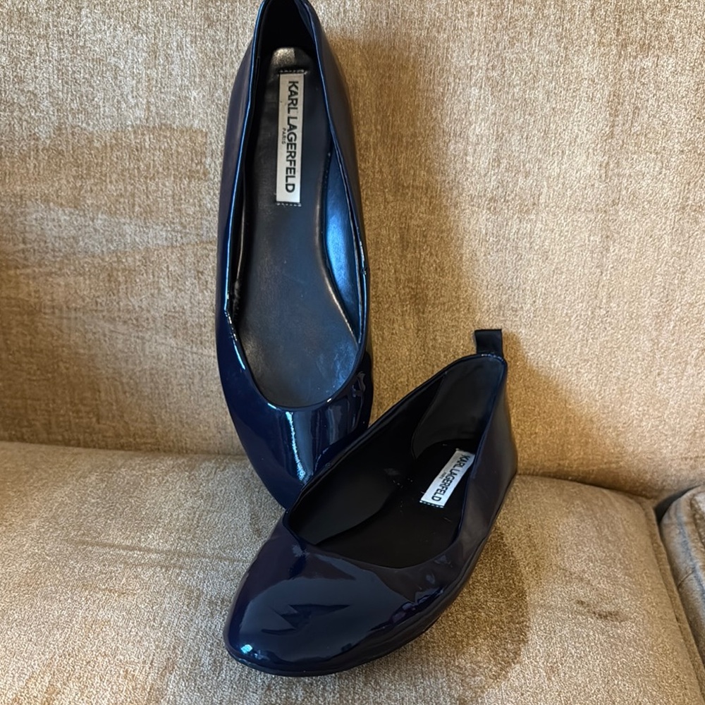 Karl Lagerfeld Blue Flats Sleek Design Versatile- like new